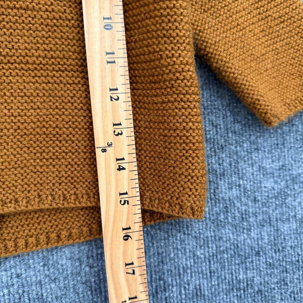Hand Knit Hooded Cardigan Sweater Size 3/4 Brown Bear Ears Neutral Minimalist - Picture 7 of 8
